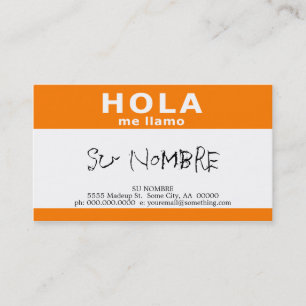 Tarjeta De Visita hola me llama (naranja)