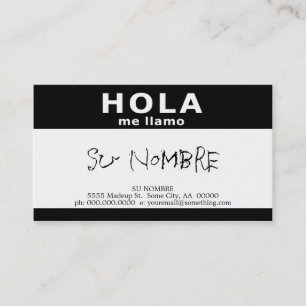 Tarjeta De Visita hola me llamo (negro)