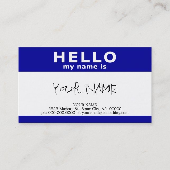 Tarjeta De Visita hola mi nombre es (Anverso)