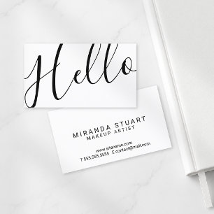 Tarjeta De Visita "Hola" Minimalista Moderno Negro y Blanco