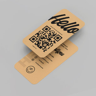 TARJETA DE VISITA HOLA MODERNA MONOGRAM LOGO BROWN AZÚCAR CÓDIGO QR