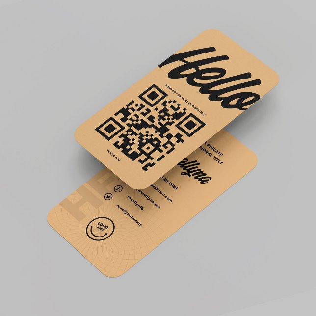TARJETA DE VISITA HOLA MODERNA MONOGRAM LOGO BROWN AZÚCAR CÓDIGO QR (MODERN HELLO MONOGRAM LOGO BROWN SUGAR QR CODE BUSINESS CARD
)