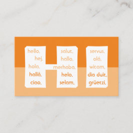 Tarjeta De Visita hola naranjas strips idiomas internacionales