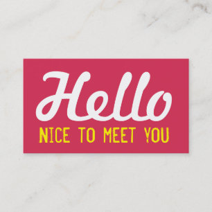 Tarjeta De Visita "HOLA Niza de encontrarle" fuente magenta del