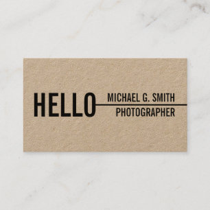 Tarjeta De Visita "Hola" papel de Kraft minimalista moderno elegante