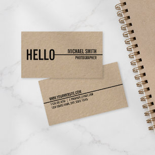Tarjeta De Visita "Hola" Papel Kraft Minimalista Moderno