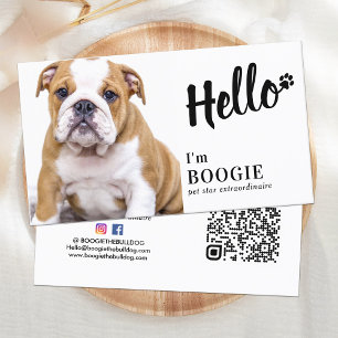 Tarjeta De Visita Hola Personalizado Foto Mascota de medios sociales