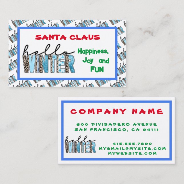 Tarjeta De Visita Hola Personalizar de invierno (Anverso / Reverso)