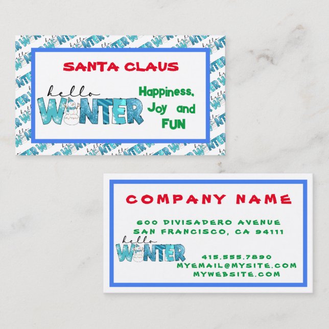 Tarjeta De Visita Hola Personalizar Winter Snowman (Anverso / Reverso)