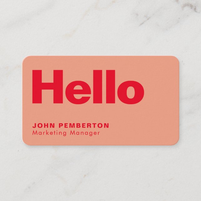 Tarjeta De Visita Hola Retro Moderno Rojo y Rosa Estilo Trendy (Anverso)