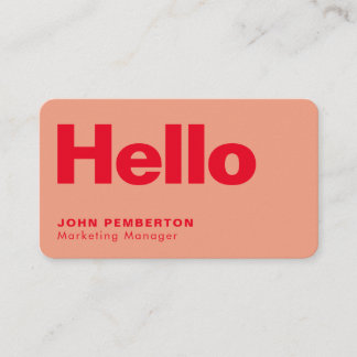 Tarjeta De Visita Hola Retro Moderno Rojo y Rosa Estilo Trendy