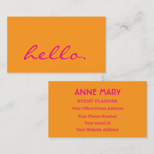 Tarjeta De Visita Hola Rosa Naranja Colorido Brillante Boho 2026
