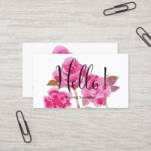 Tarjeta De Visita Hola, Rosa Rosa Floral