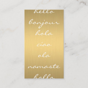Tarjeta De Visita Hola Saludos Faux Metallic Gold