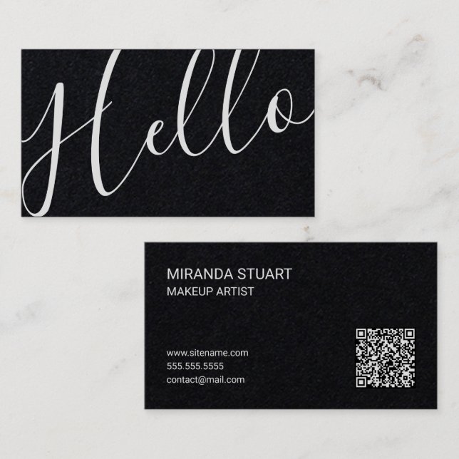 Tarjeta De Visita "Hola" Script Moderno Profesional (Anverso / Reverso)