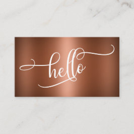 Tarjeta De Visita Hola Script Tipografía Sobre Cobre Falso Suave