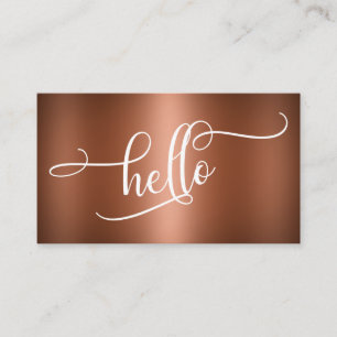 Tarjeta De Visita Hola Script Tipografía Sobre Cobre Falso Suave