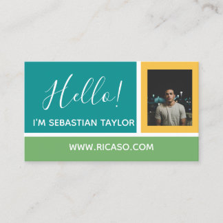 Tarjeta De Visita Hola, soy foto Color personalizado bloqueado