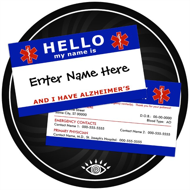 Tarjeta De Visita HOLA tengo información de emergencia de alzheimers (Subido por el creador)
