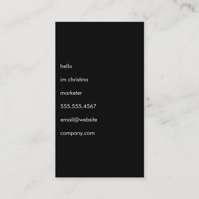 Tarjeta De Visita Hola, texto simple (Anverso)