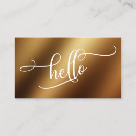 Tarjeta De Visita Hola Tipografía de Escritura Sobre Hoja de Oro Lis