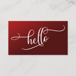 Tarjeta De Visita Hola Tipografía de Escritura Sobre Ombre Rojo Prof