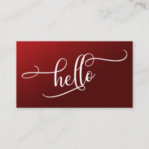 Tarjeta De Visita Hola Tipografía de Escritura Sobre Ombre Rojo Prof