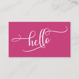 Tarjeta De Visita Hola Tipografía de guión elaborada sobre magenta