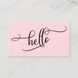 Tarjeta De Visita Hola Tipografía de guión elaborada sobre rosa páli