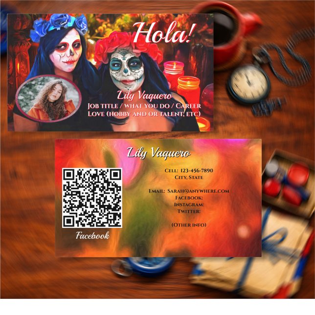 Tarjeta De Visita Hola Vallarta Catrinas 1718 QR Code Calling Card (Subido por el creador)
