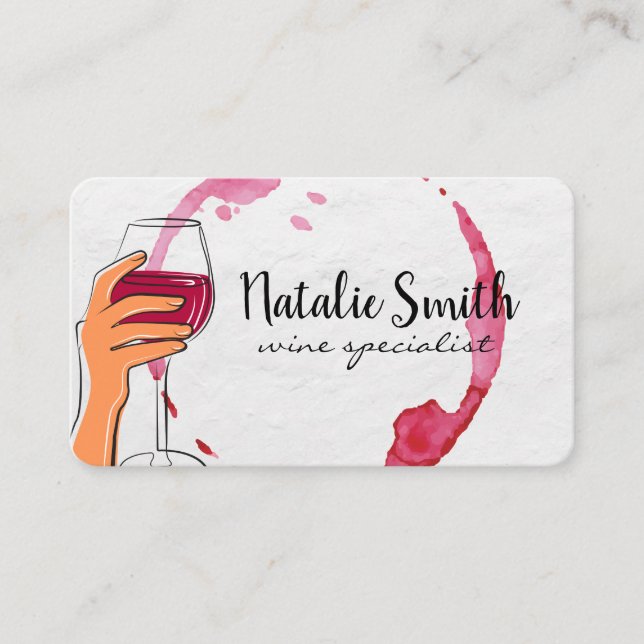 Tarjeta De Visita Holding Glass of Wine | A Toast | Cheers (Anverso)