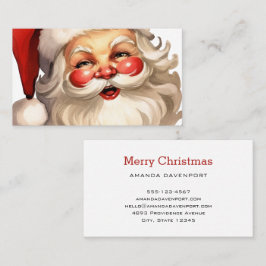 Tarjeta De Visita Holly Jolly Santa Claus Navidades de estilo retro