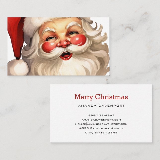 Tarjeta De Visita Holly Jolly Santa Claus Navidades de estilo retro (Anverso / Reverso)