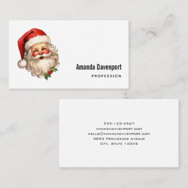 Tarjeta De Visita Holly Jolly Santa Claus Navidades de estilo retro