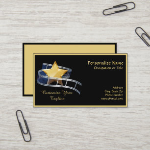 Tarjeta De Visita Hollywood Gold Star Movie Filmstrip Personalizado