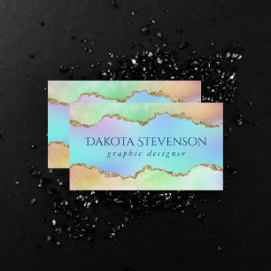 Tarjeta De Visita Holo Agate   Mármol falso irlandés Pastel Ombre