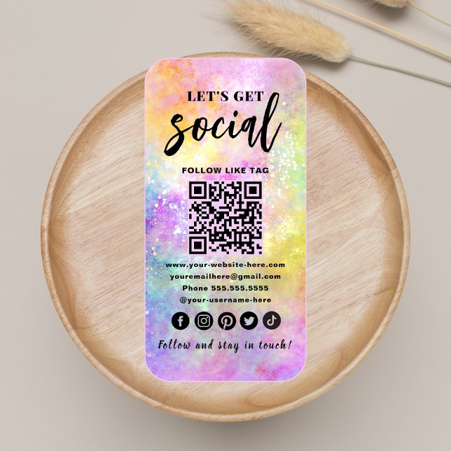 Tarjeta De Visita Holo Opal Stylish QR Code Connect Con Nosotros Tre (Subido por el creador)