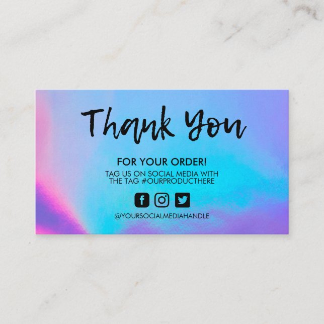 Tarjeta De Visita Holografía Gracias Pequeñas Empresas (Anverso)