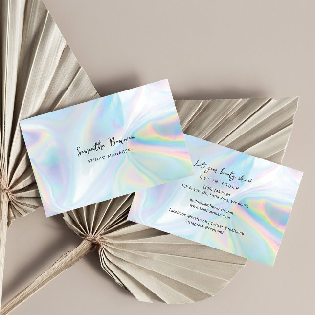 Tarjeta De Visita Holografía moderna de guiones de gerente corporati (Holographic Script Modern Business Card)