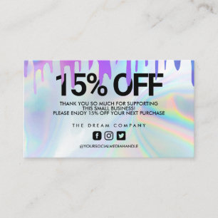 Tarjeta De Visita Holografía Pintura Perforación Descuento de moda