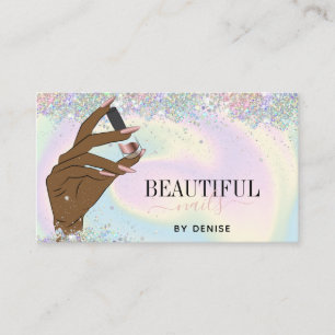 Tarjeta De Visita holografía salón de uñas mujer técnica de uñas man