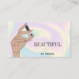 Tarjeta De Visita holografía salón de uñas mujer técnica de uñas man
