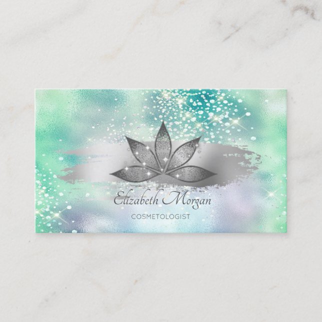 Tarjeta De Visita Holografía verde de broche de broche de broche de  (Anverso)