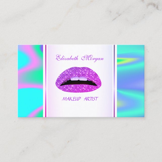 Tarjeta De Visita Holográfico de los Modernos Lips Girly Trendy (Anverso)