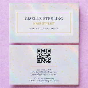 Tarjeta De Visita Holográfico de lujo Hair Stylist Moderno