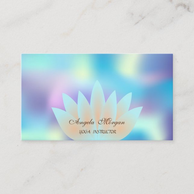 Tarjeta De Visita Holográfico elegante profesional de flores Lotus (Anverso)