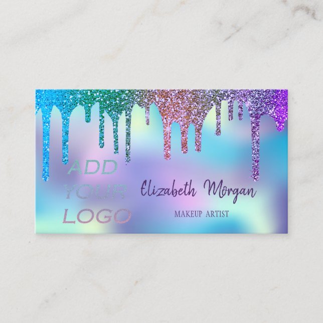 Tarjeta De Visita Holográfico elegante y moderno Añadir su logotipo (Anverso)
