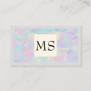 Tarjeta De Visita Holográfico geométrico   Monograma y borde
