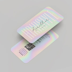 Tarjeta De Visita Holográfico Hair Stylist Hair Moderno