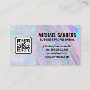Tarjeta De Visita Holográfico irlandés Líquido arcoiris QR